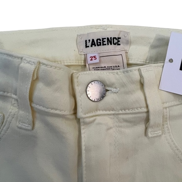 NEW L’AGENCE Mazzy Skinny Mid Rise Jeans Butter Yellow Size 25 - Picture 9 of 10